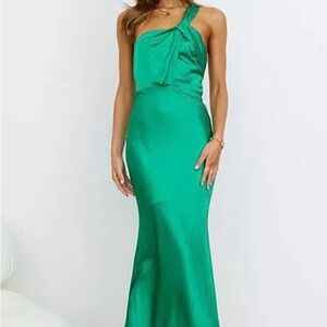 Hello Molly Vibrant Green One-Shoulder Dress